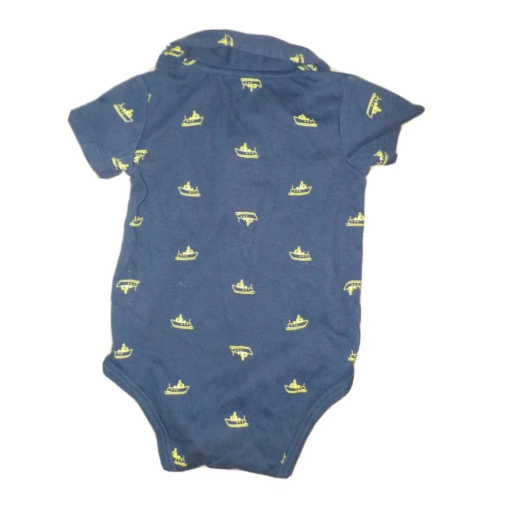 Lot of 2 Carter's Blue Nautical Bib Overalls & 1 Pc Sailing Boat Outfit 18 Mo